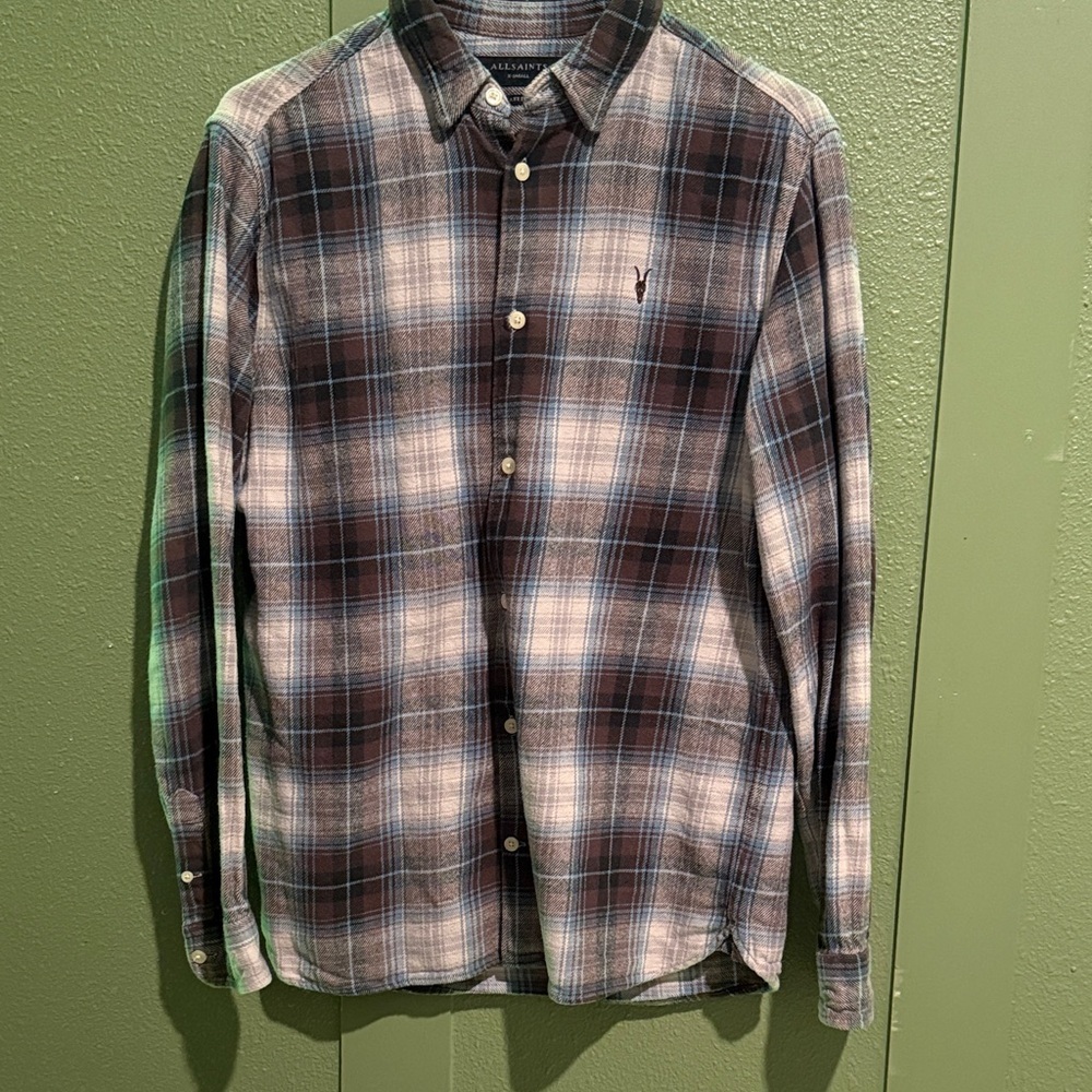 All Saints Black and White Plaid Button-Down Shirt - Picture 2 of 5